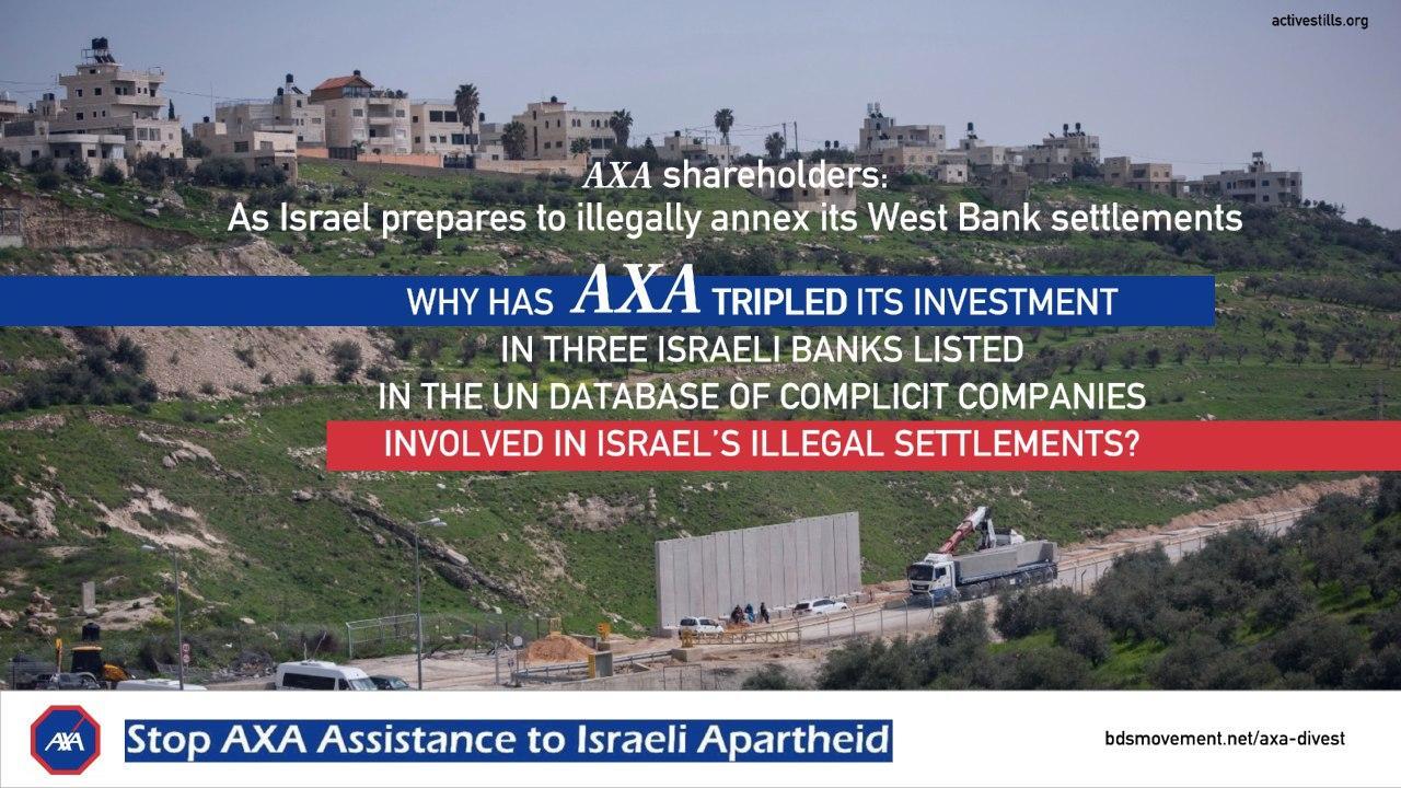 Stop AXA assistance to Israeli apartheid