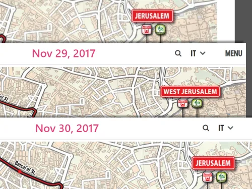 Giro d'Italia before and after images of "West Jerusalem"