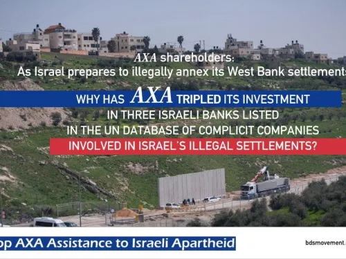 Stop AXA assistance to Israeli apartheid
