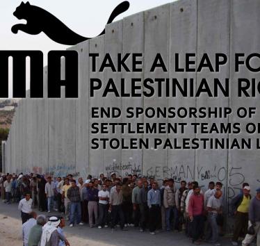 Puma, end sponsorship of Israeli settlement teams on stolen Palestinian land